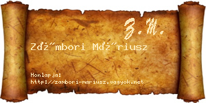 Zámbori Máriusz névjegykártya